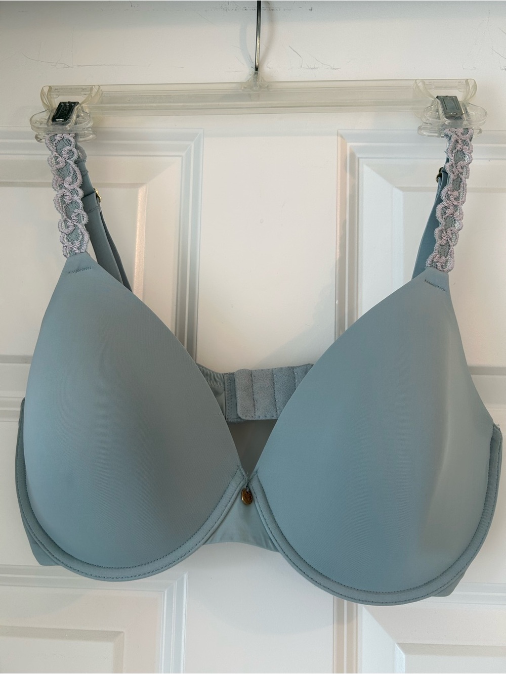 34DD Natori Light Blue T-Shirt Bra with Decorative Braided Straps